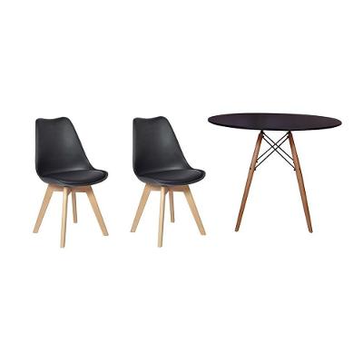 Kit Mesa Jantar Eiffel 120cm Preta + 02 Cadeiras Leda - Preta