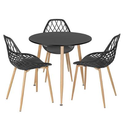 Mesa Redonda 80 Cm Preto + 3 Cadeiras Preto