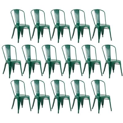 Kit 16 Cadeiras Design Industrial Verde Escuro