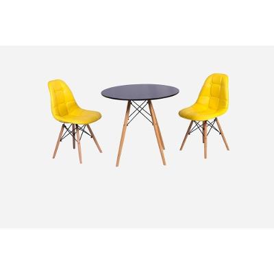 Conjunto Mesa Eiffel Preta 120cm 2 Cadeiras Dkr Amarela