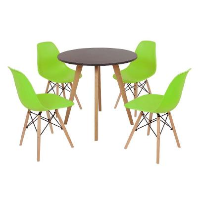 Mesa Inês 80cm Preta 4 Cadeiras Eames Eiffel Verde