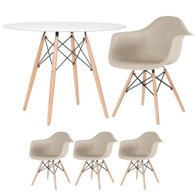 Mesa Redonda Eames 100 Cm Branco + 3 Cadeiras Eiffel Daw Nude Nude