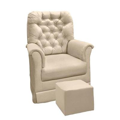 Poltrona De Amamentação Agatha Com Balanço E Puff Suede Bege - Phoenix Baby Suede Bege