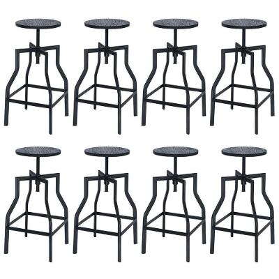 Kit 8 Banquetas Altas Retro Loft Bancada Industrial Turner Preto
