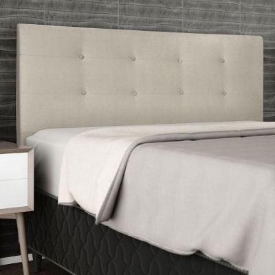 Cabeceira Estofada Cama Box Casal 140 Cm Atena Suede Bege