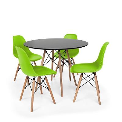 Mesa Jantar Preta + 4 Cadeiras Verde Império Brazil Business