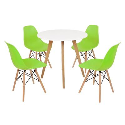 Mesa Inês Branca 4 Cadeiras Eames Eiffel Verde