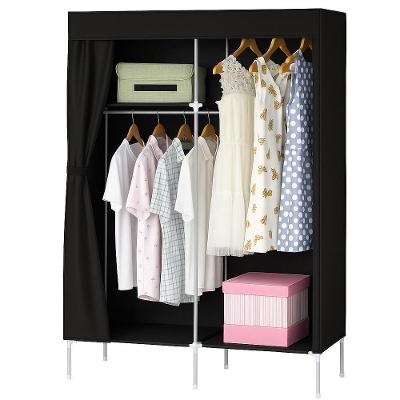 Guarda Roupa Portatil Cabideiro Prateleira Mini Sapateira Organizador Caixas Camping Armario Preto