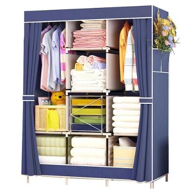 Guarda Roupa Armario Portatil Prateleiras Organizador Brinquedos Arara Cabideiro Sapatos Azul