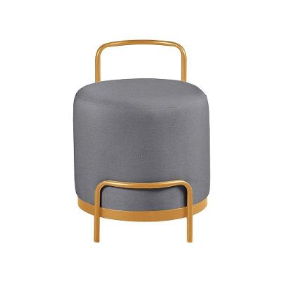 Puff Decorativo Obelix Redondo Madeira Maciça Mac Interiores Bronze E Cinza
