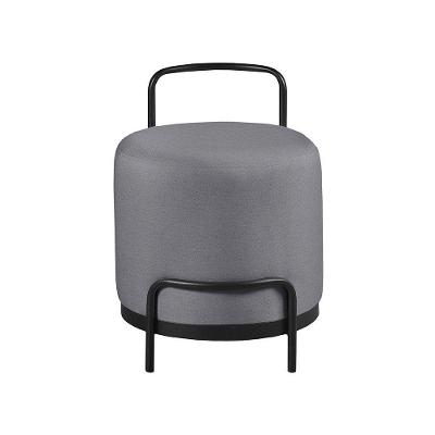 Puff Decorativo Obelix Redondo Madeira Maciça Mac Interiores Preto E Cinza