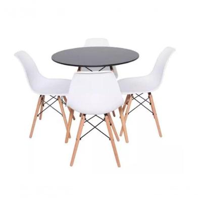 Conjunto Mesa De Jantar Eiffel 80cm Preta Com 4 Cadeiras Charles Eames Eiffel Wood Branca
