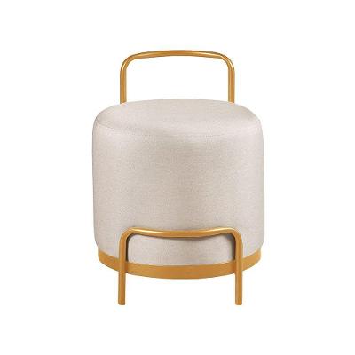 Puff Decorativo Obelix Redondo Madeira Maciça Mac Interiores Bronze E Bege Claro