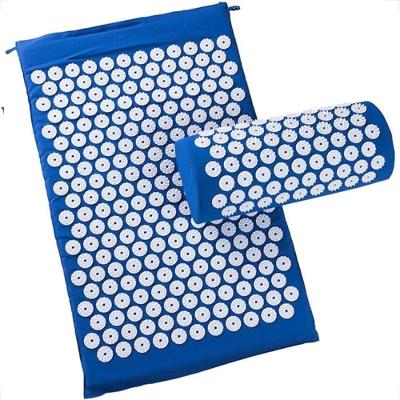 Tapete Terapeutico Acupuntura Massagem Yoga Almofada Travesseiro Relaxante Portatil Alivio Estresse Azul