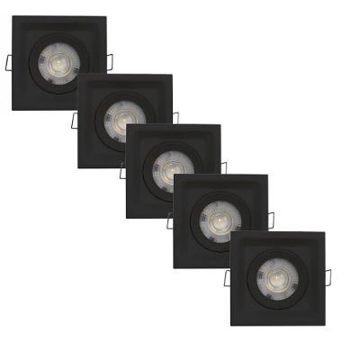 Kit 5 Spot Led Deep 5w 3000k Quadrado Preto Embutir - áreas Internas