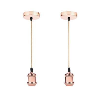Kit 2 Lustres Pendentes Luminária Vintage Metal Rose - áreas Internas
