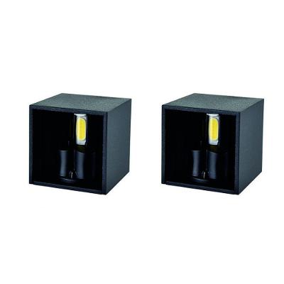Kit 2 Arandelas Mini Led 2w 3000k Facho Ajustável Preta - Areas Internas