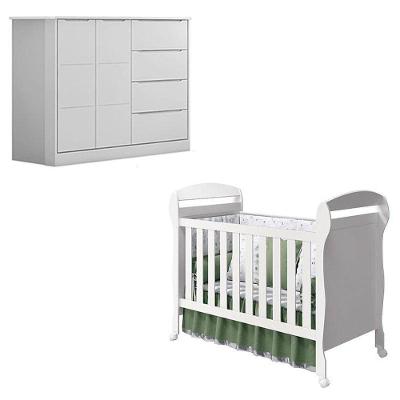 Berço Americano Danny E Cômoda Infantil Eloá Branco Acetinado – Phoenix Baby