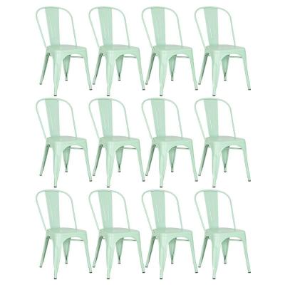 Kit 12 Cadeiras Iron Tolix Design Industrial Verde Claro