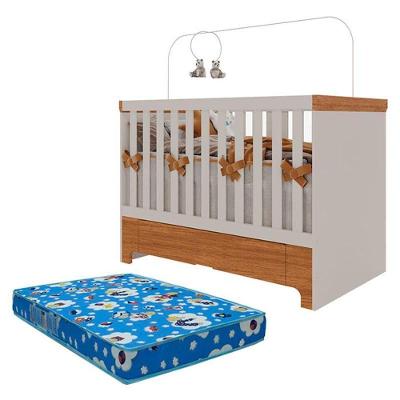 Berço Americano Mini Cama Com Gaveta Antonella Off White Caramelo Com Colchão Ortobom – Canaã