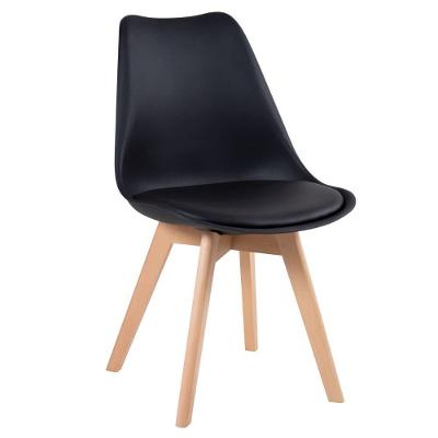Cadeira De Jantar Assento Estofado Eames Leda Preto Preto