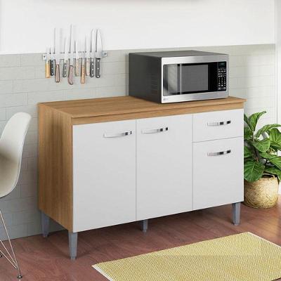 Balcão De Cozinha Ambiente Gabriela Com Tampo 120cm Amêndoa Branco - Ajl