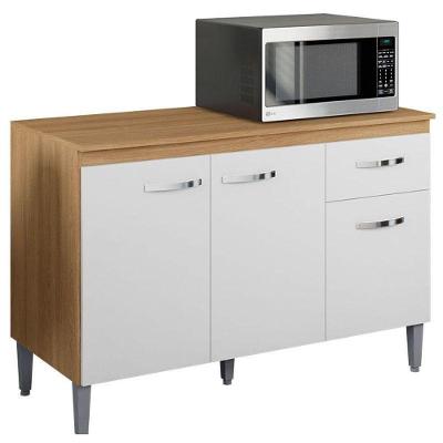 Balcão De Cozinha Gabriela Com Tampo 120cm Amêndoa Branco - Ajl