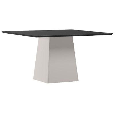 Mesa De Jantar 135x135 Cm Barbara Com Vidro Off White Preto – New Ceval