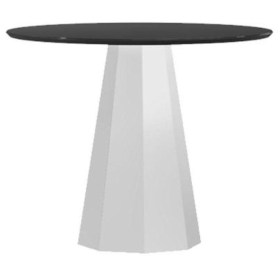 Mesa De Jantar 120x120 Cm Isis Com Vidro Off White Preto – New Ceval