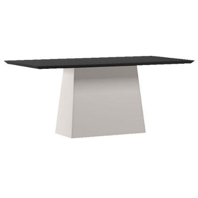 Mesa De Jantar 180 Cm Barbara Com Vidro Off White Preto – New Ceval