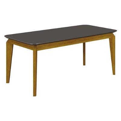 Mesa De Jantar Brenda 180x90 Com Vidro Freijó Chumbo – Leifer Móveis