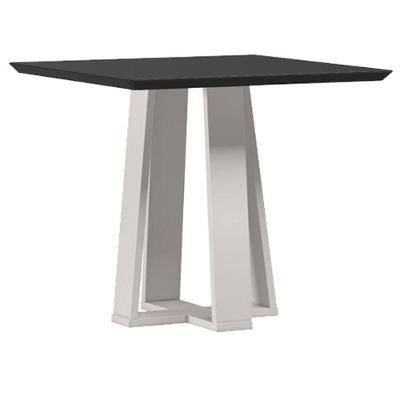 Mesa De Jantar 90x90 Cm Valência Com Vidro Off White Preto – New Ceval