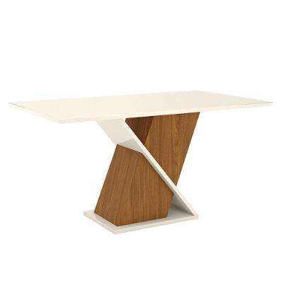 Mesa De Jantar Solus 160 Cm Tampo Reto Com Vidro Nature Off White – Henn