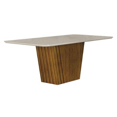 Mesa De Jantar Liz 1,80 Com Vidro Freijó Off White – Leifer Móveis