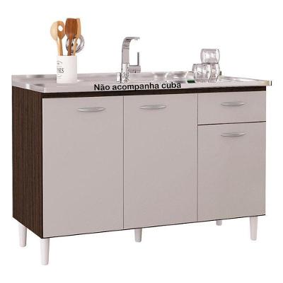 Balcão De Pia 120 Cm Chocolate Off White – Poquema
