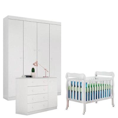 Quarto De Bebê Helena Com Berço Lila Branco Brilho – Phoenix