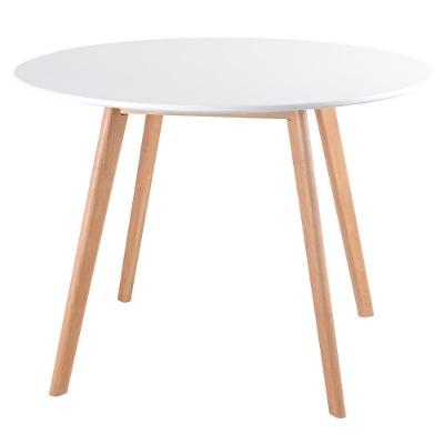 Mesa De Jantar Redonda Leda 100 Cm Branco Branco