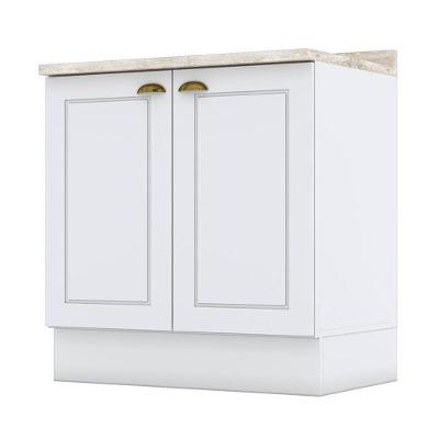 Balcão 2 Portas 80 Cm Nova York Branco Com Tampo Calcare – Henn