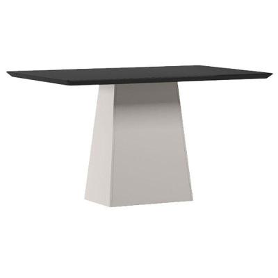 Mesa De Jantar 135x90 Cm Barbara Com Vidro Off White Preto – New Ceval