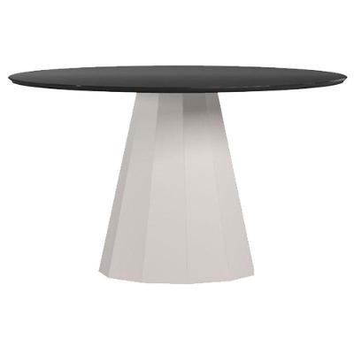Mesa De Jantar 135x135 Cm Isis Com Vidro Off White Preto – New Ceval