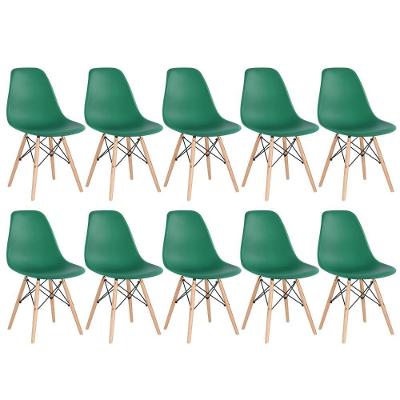 Kit 10 Cadeiras Charles Eames Eiffel Dsw Com Pés De Madeira Clara Verde Escuro