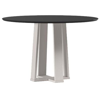 Mesa De Jantar 120 Cm Isabela Com Vidro Off White Preto – New Ceval