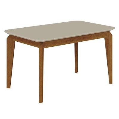 Mesa De Jantar Brenda 120x80 Com Vidro Freijó Off White – Leifer Móveis