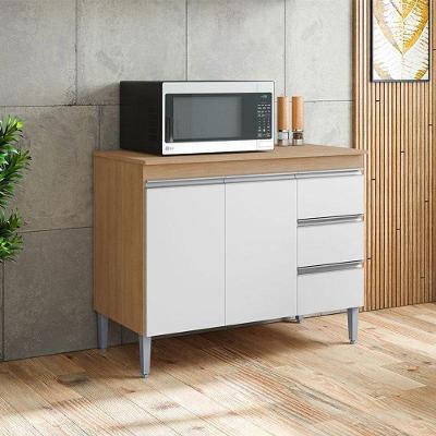 Balcão De Cozinha Ambiente Andréia Com Tampo 100 Cm Amêndoa Branco - Ajl