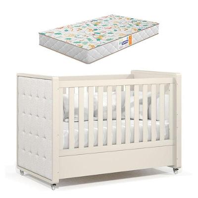 Berço Americano Tutto New Off White Com Capitonê New Boucle E Colchão Gazin - Matic