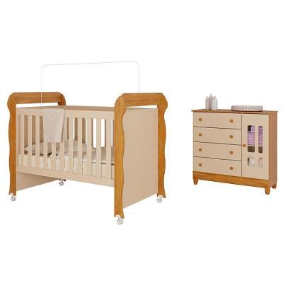 Berço Americano Mirelle E Cômoda Infantil Ariel Off White Bétula– Carolina Baby