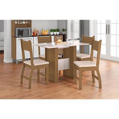 Mesa De Jantar Com 4 Cadeiras Ambiente Milano Carvalho Off White - Poliman