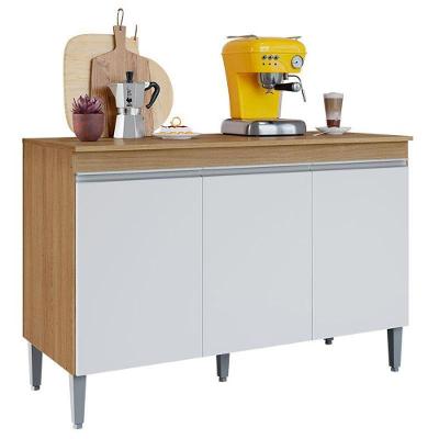 Balcão De Cozinha Manu Com Tampo 120cm Amêndoa Branco - Ajl