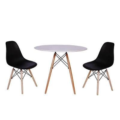 Kit Mesa Jantar Eiffel 120cm Branca com 2 Cadeiras Charles Eames Preta