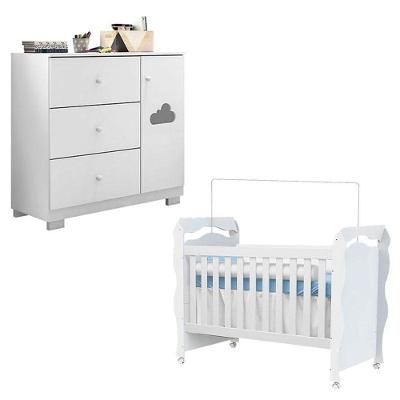 Berço Americano New Nanda E Cômoda Infantil Ane Branco Brilho – Phoenix Baby
